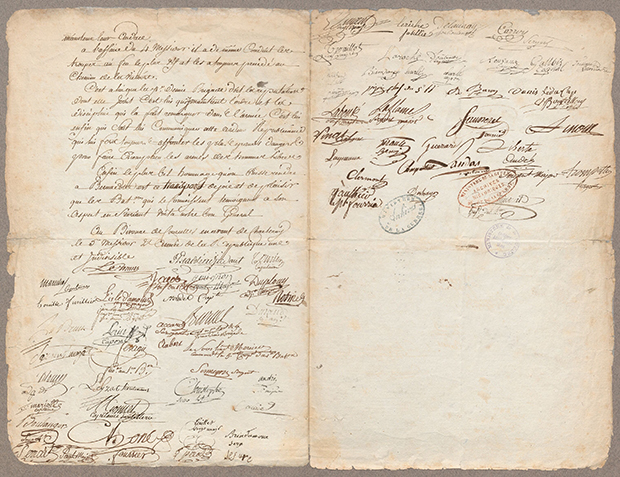 Petitionen för att befordra Bernadotte till general, signerad av hans män. 
