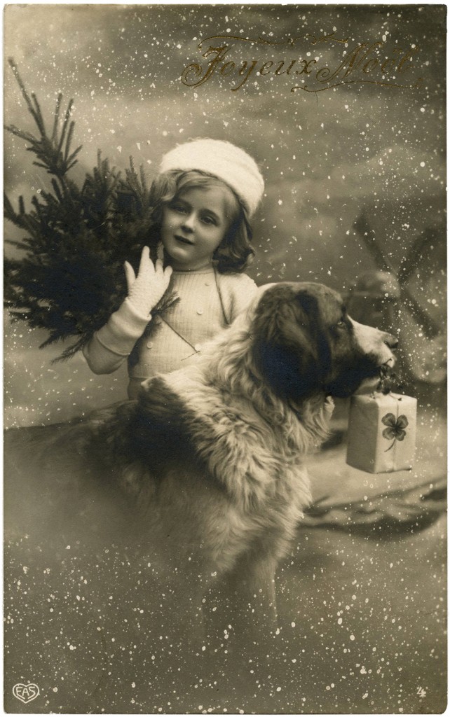 Christmas Girl with Dog Photo GraphicsFairy 642x1024